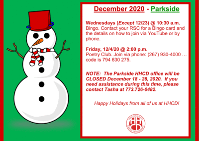 Parkside Calendar December 2020